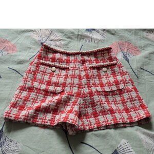 Tweed short, red and white, Sz small, NEW